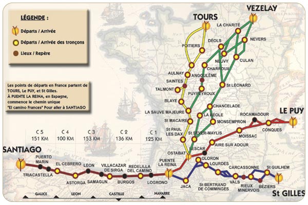 Les routes de saint-Jacques-de-Compostelle en France